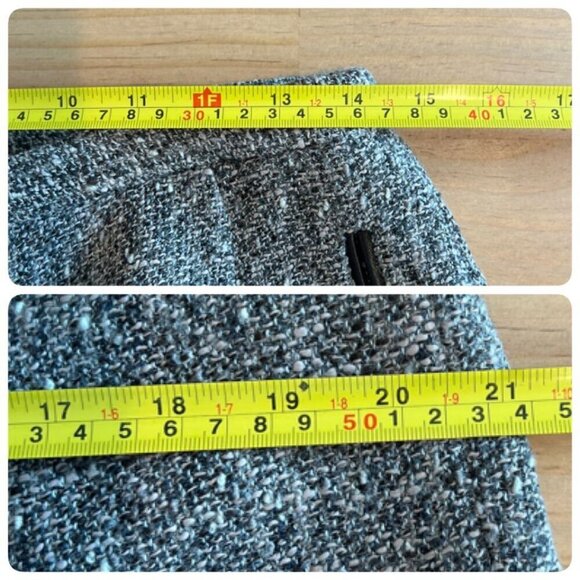 Lafayette 148 Sz 10/12 Belted Leather Blazer Pant Set Tweed Wool Blend - Picture 9 of 16